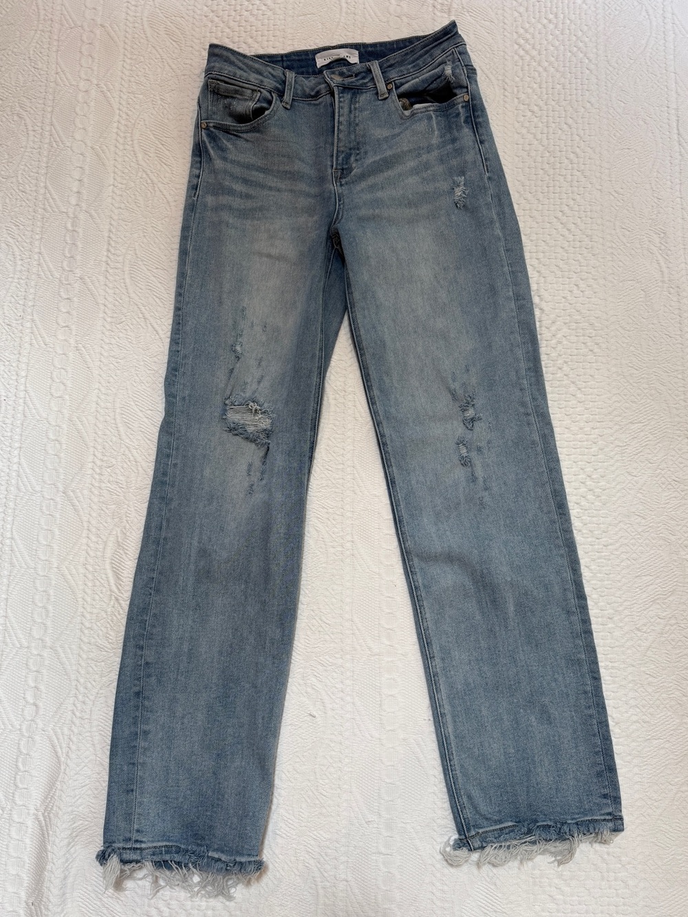 Risen Women’s High Rise Stretch Denim Jeans Size 7 28 Raw Hem